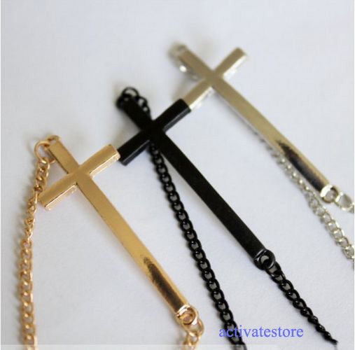 Cross Bracelet Horizontal Bracelet East West Chain Adj ustable Crosses