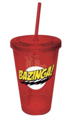  Bang Theory Bazinga Red Plastic Tumbler Cup with Lid and Straw