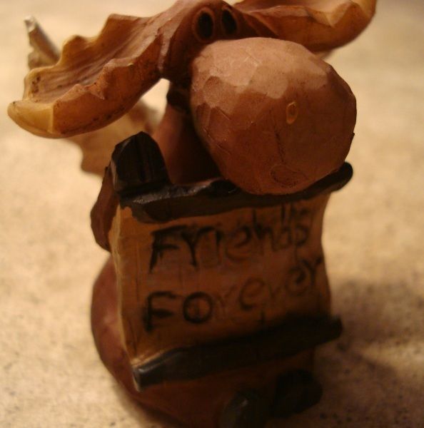 Adorable Wood Carved Moose Angel Rustic Log Cabin Lodge Home Decor New