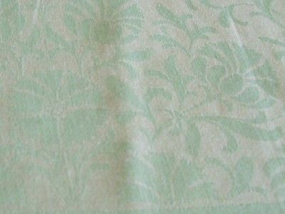 627 Vtg Linen Blend Damask Tablecloth Set w 12 Napkins Seafoam Green