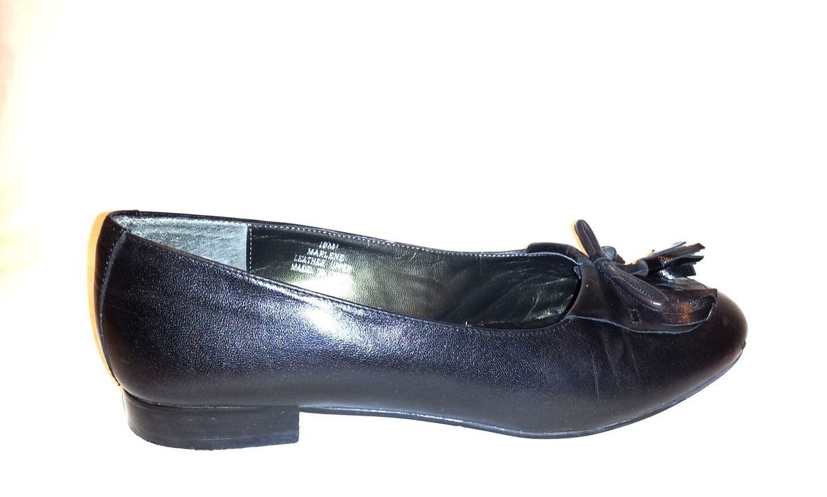 David Tate Black Leather Flats Low Heel Dress Shoes Designer Womens 10