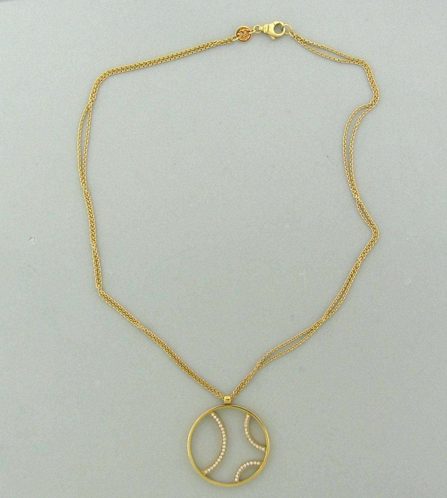Movado 18K Yellow Gold Diamond Circle Pendant Necklace