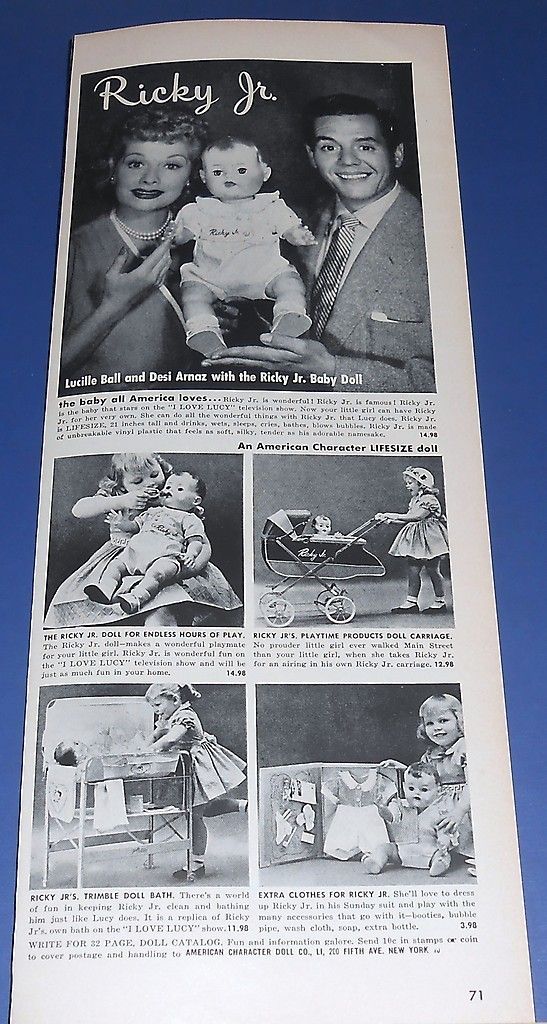 1953 I Love Lucy Lucille Ball Desi Arnaz Ricky Jr Baby Doll