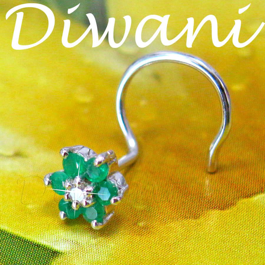  Diamond Flower 14k Gold Nefertiti Nose Piercing Ring Stud Pin