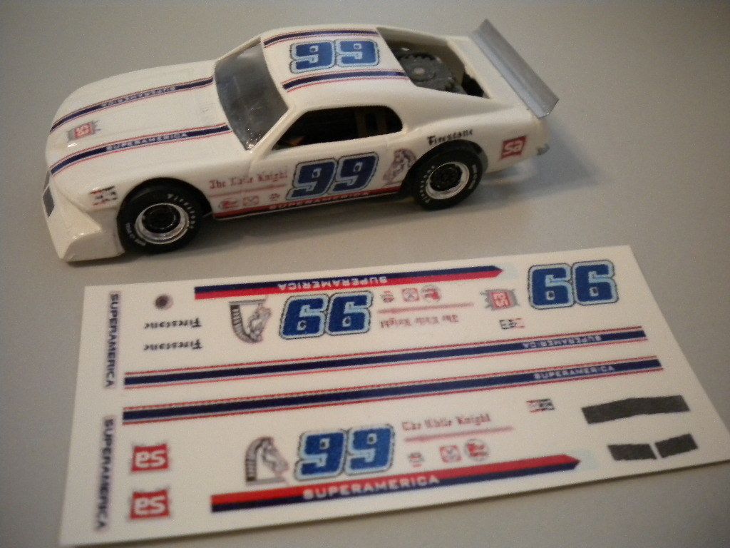 Decals Dick Trickle 76 Mustang Superamerica Gas HO Custom 1 64th White