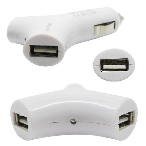 New White Y Dual 2 Port USB Car Charger Adapter for The New iPad 3 2
