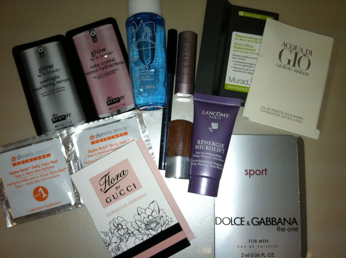 BEAUTY SAMPLE LOT LANCOME MURAD GUCCI DR BRANDT SEPHORA MORE