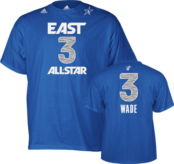 DWYANE WADE 3 MIAMI HEAT 2012 NBA ALL STAR EAST ADIDAS BLUE T SHIRT Sz