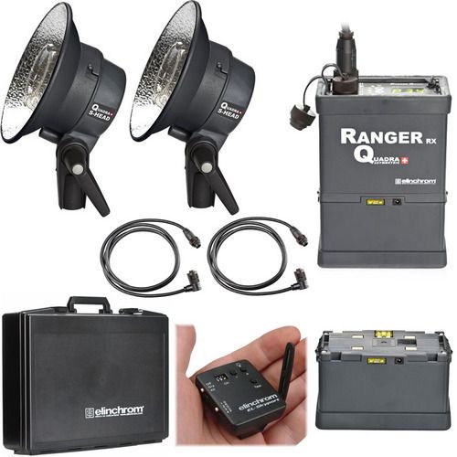 Elinchrom Ranger Quadra Head S Pro Set 2 Flash Heads, Power Pack, EL