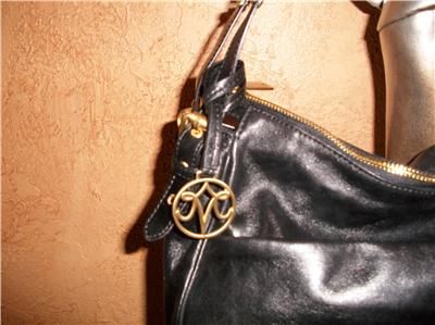 Johnston Murphy Black Leather Zip Bag Tote Satchell Shoulder Bag Purse