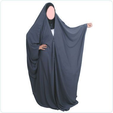 Grey Malhafa Overhead Abaya Jilbab Islamic Clothes Eid