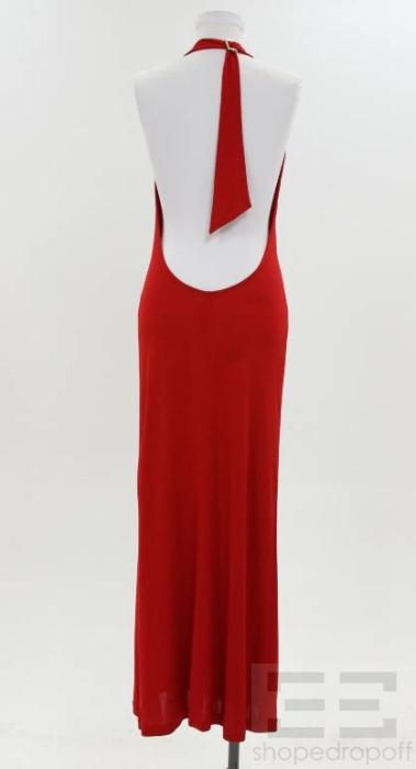ESCADA Black Label Red Jersey Knit Halter Dress Size 38