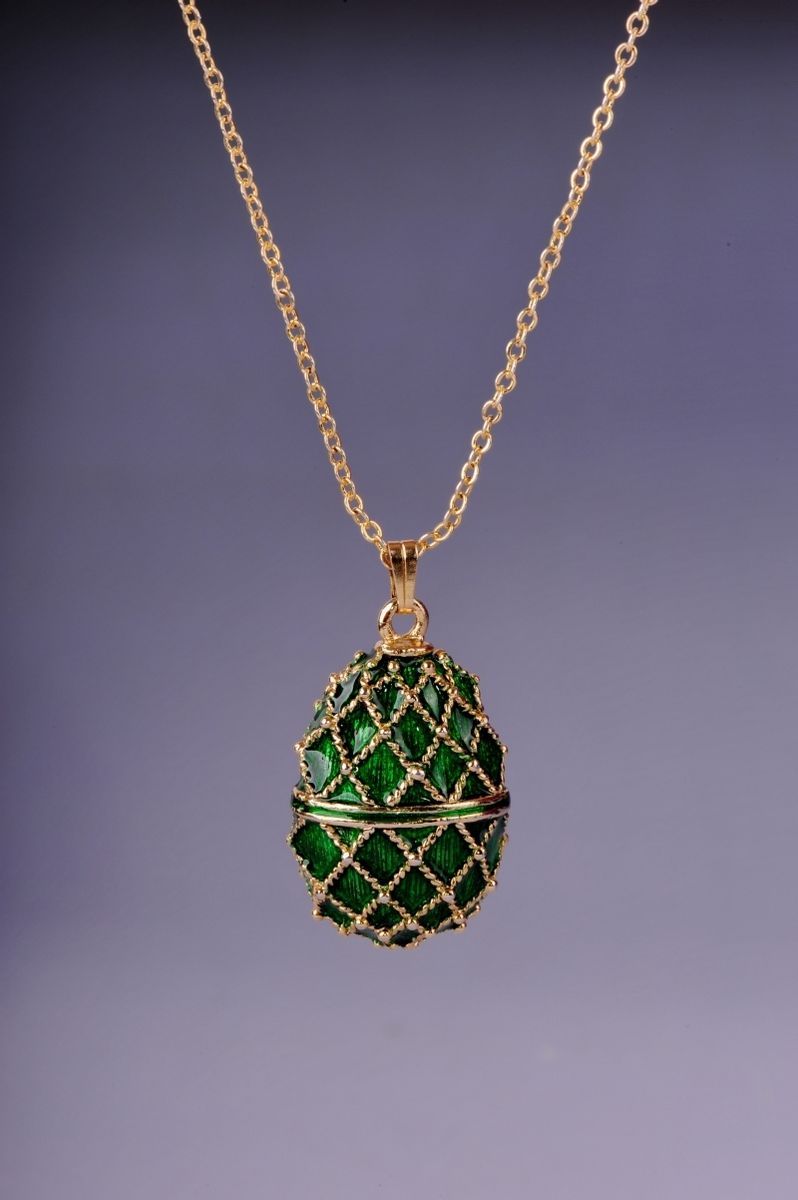 Faberge Easter Egg Pedant by Keren Kopal Swarovski Crystal Jewelry Box