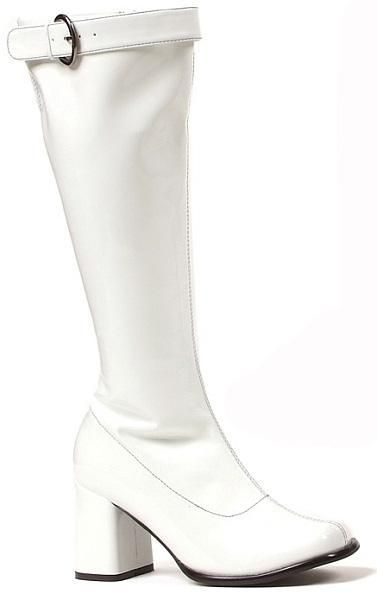 Ellie Shoes Sexy Knee High Boot Zipper and Buckle White 3 Heel 300