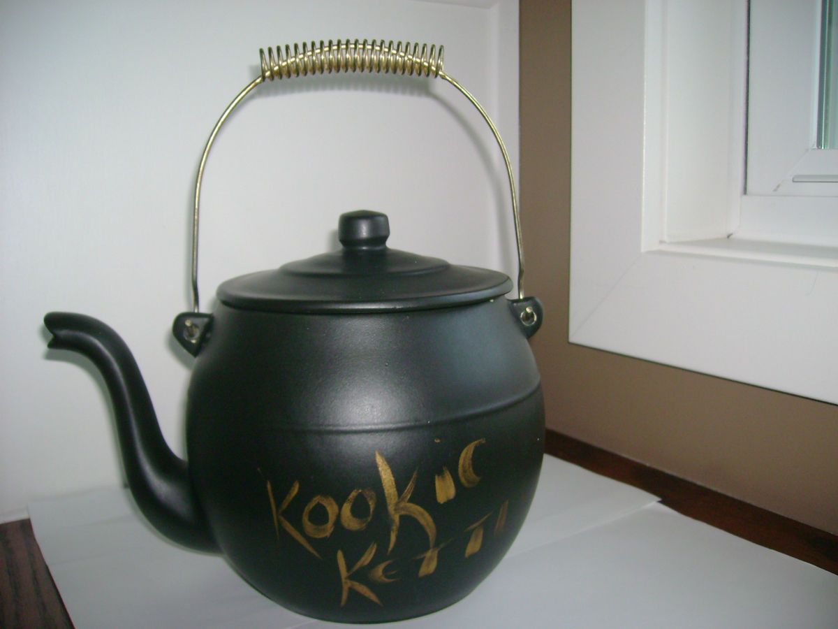 Vintage McCoy Cookie Jar Kookie Kettle Black Pottery Tea Pot