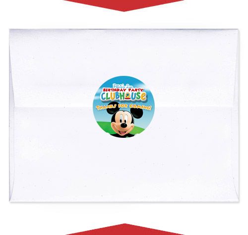 24 Mickey Birthday Party Invite Envelope Seals