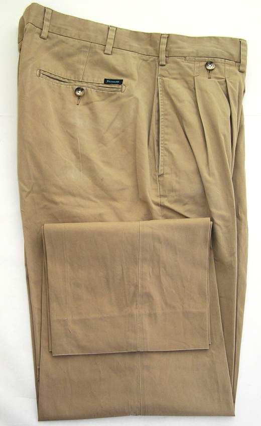 Faconnable Mens Classic Stretch Twill Khaki Dress Pants Slacks 36x31
