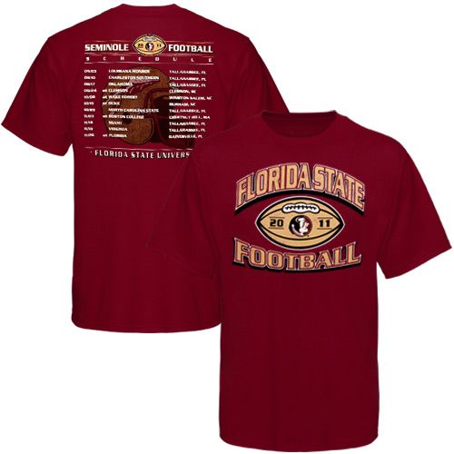 Florida State Seminoles (FSU) 2011 Football Schedule T Shirt   Garnet 