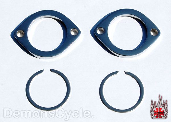 New Chrome Exhaust Flanges Kit with Snap Rings Fit Harley Evolution