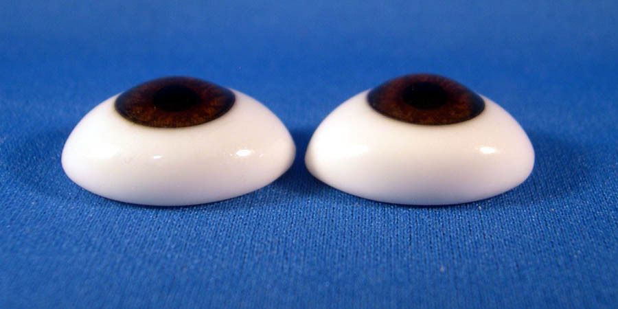 Glass Natural Flat Paperweight Doll Eyes 24mm Brown
