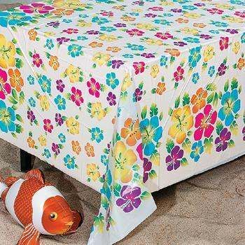 New Hibiscus Flower Print Table Cover Hawaiin Luau Party Decorations