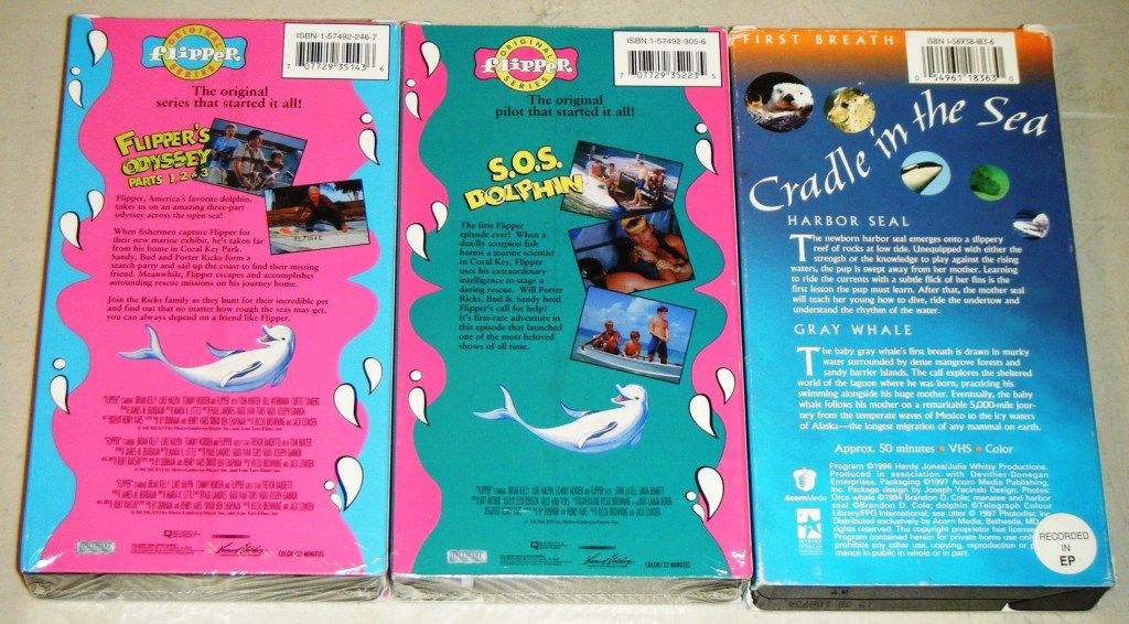 Flipper s O s Dolphin Odyssey Parts 1 2 3 Cradle in The Sea VHS Movies