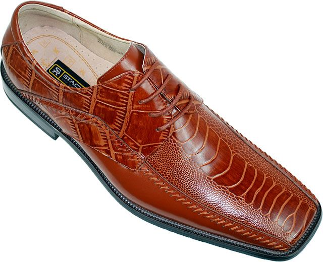 Stacy Adams Fulbright Cognac Alligator / Ostrich Print Shoes   Click
