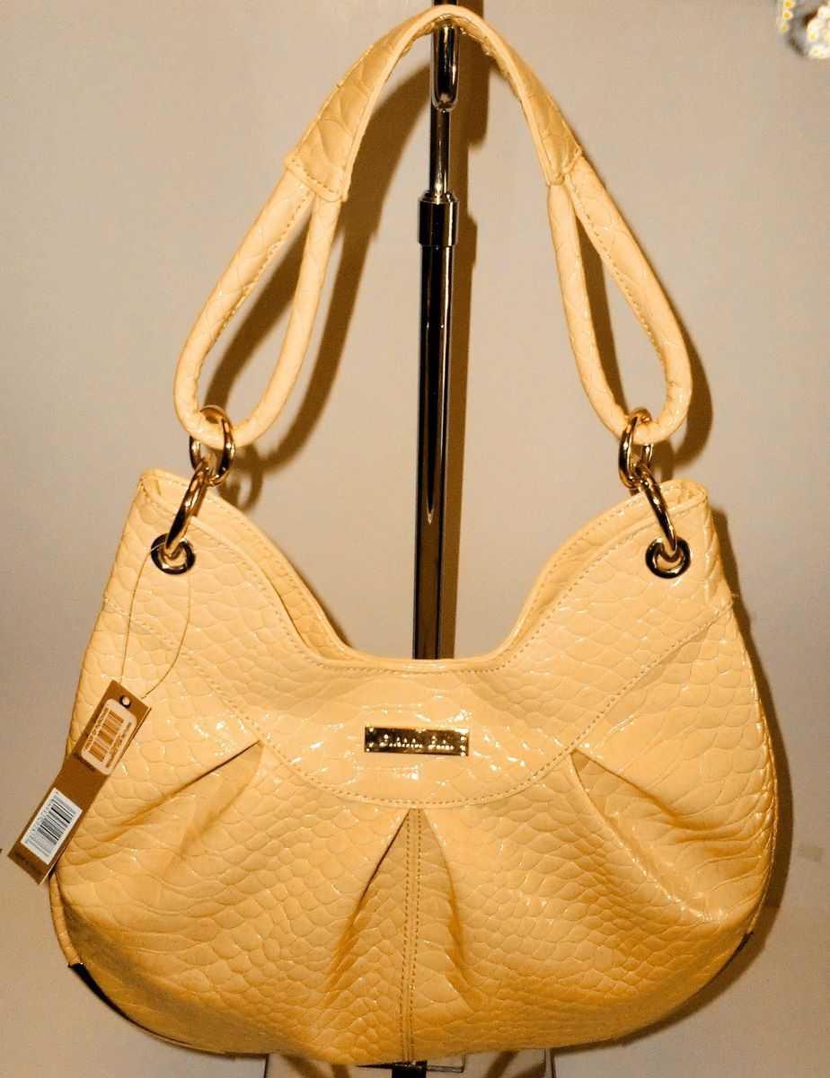 Gianni Bini Glossy Yellow Faux Anaconda Dahlia Shoulder Hobo Bag R$109