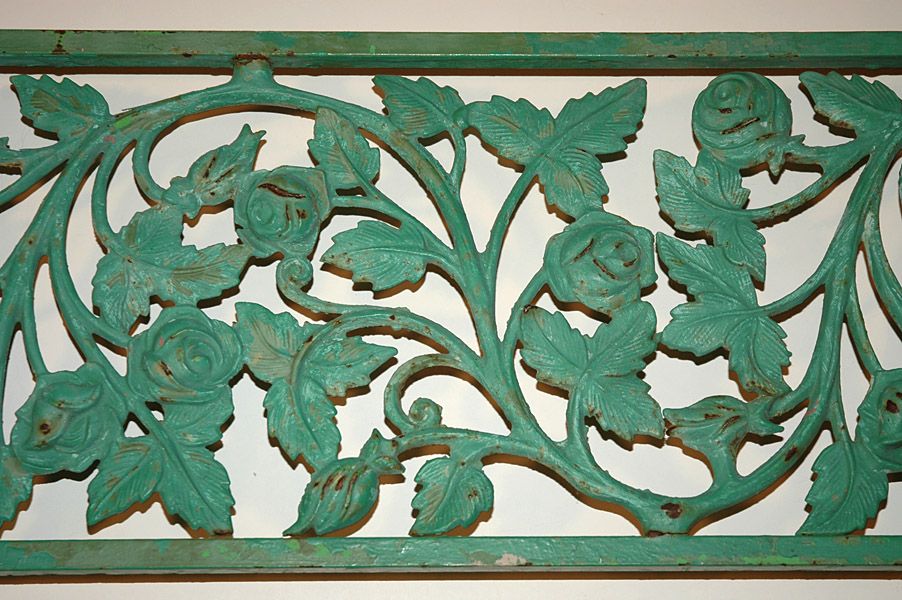 Antique Wrought Iron Garden Gate Segment w Rose Pattern