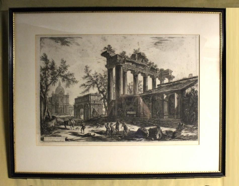 Lg Antique 18thC Giovanni Battista Piranesi Italy Etching, Temple