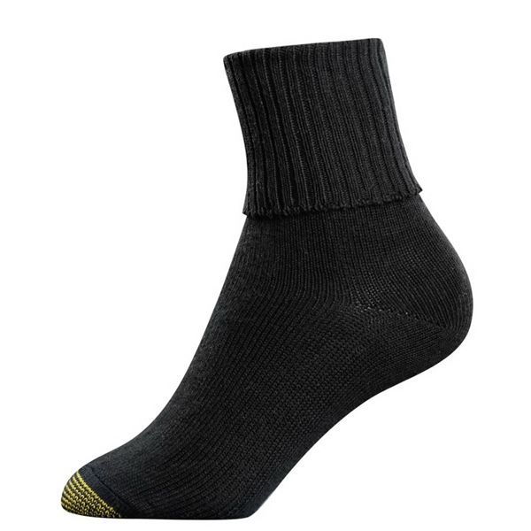 Gold Toe Womens Socks Bermuda Quarter Black 3 Pairs