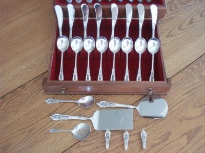 Fantastic Wallace Rose Point Sterling Flatware Set Full Service for 8