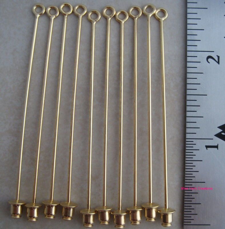 Gold Plated Beadable Lapel Jewelry Stick Pins Qty 50