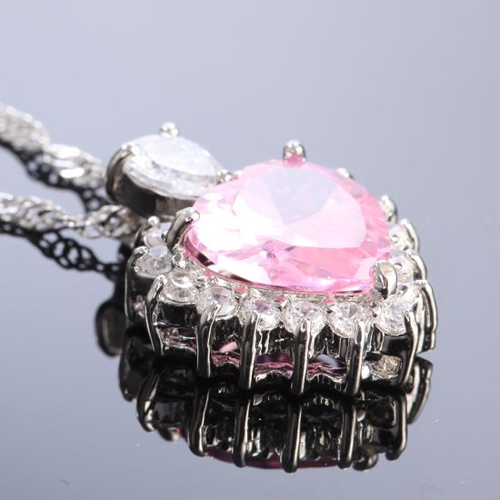 wedding jewelry heart nib pink sapphire white gold plated pendant free