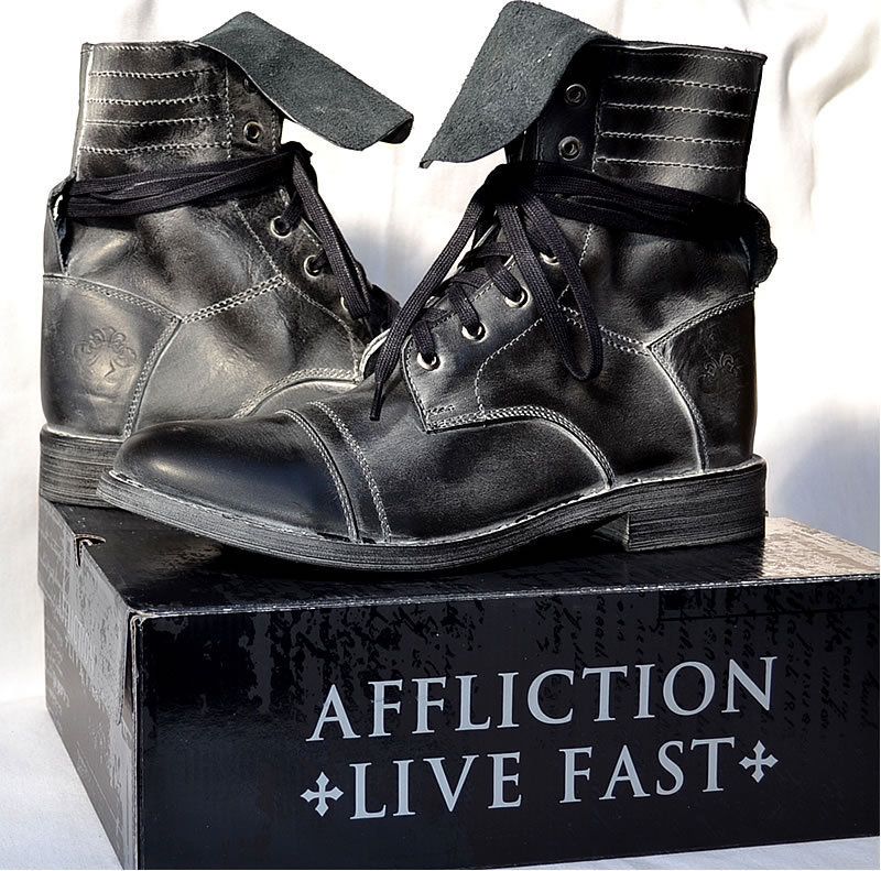 Affliction Mens Natural Lace Up Motorcycle Boots Biker AC303 New