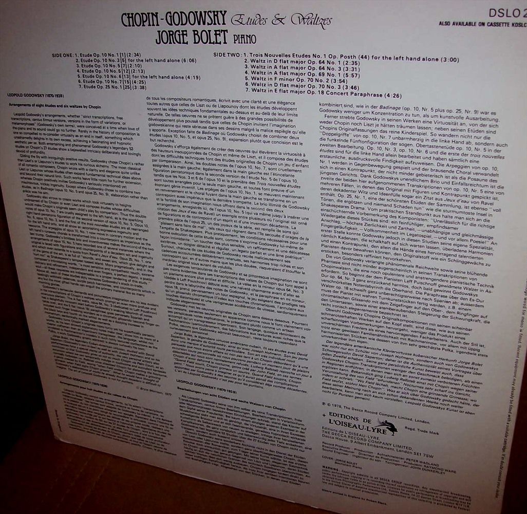 Jorge Bolet 1978 Chopin Godowsky Piano Wks UK Decca Stereo LP Near
