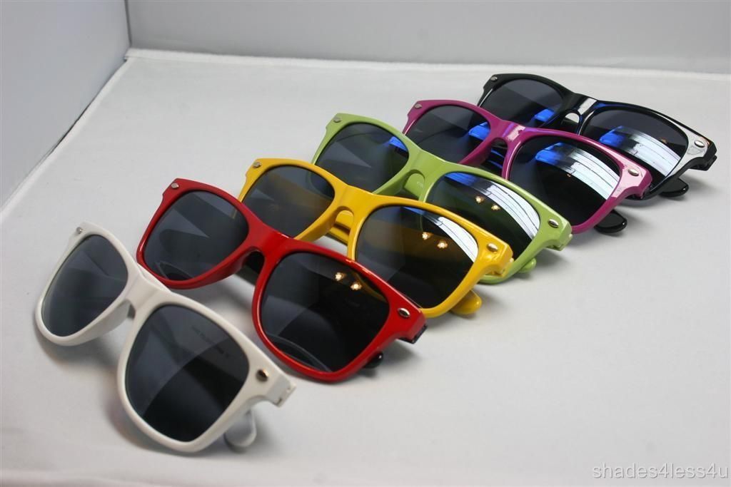 Lot of 6 Vintage Retro Sunglasses Black White Yellow Purple Red Green