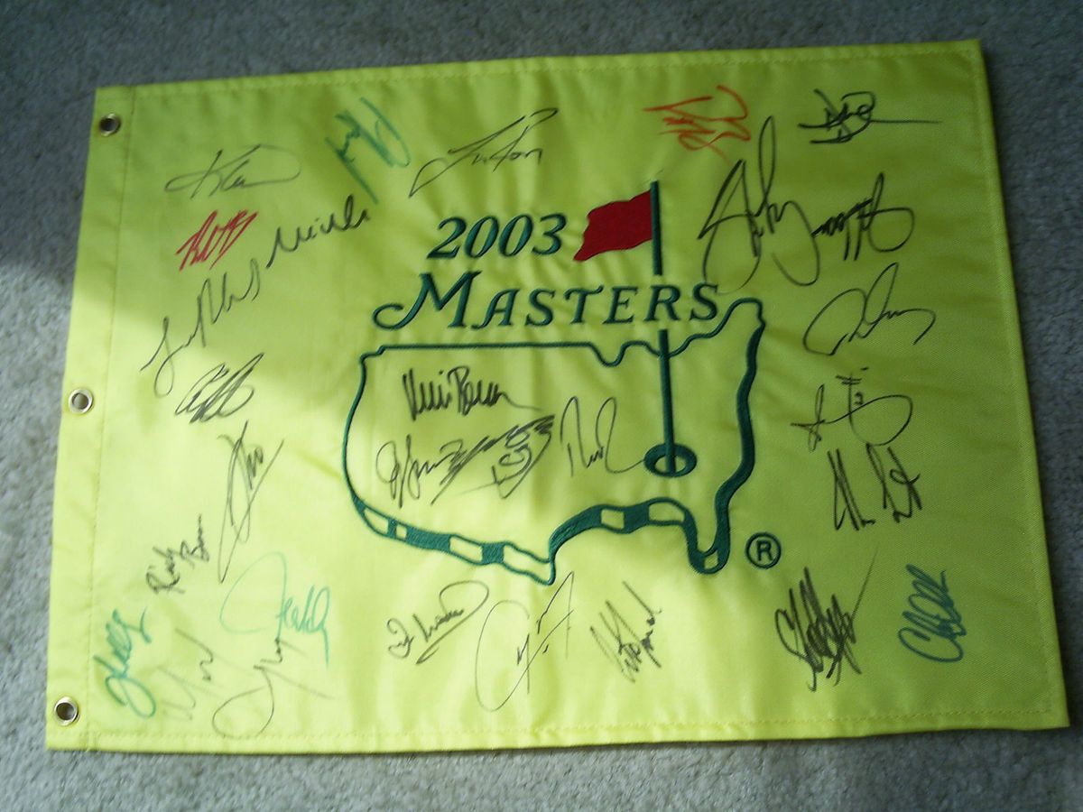 2003 MASTERS GOLF FLAG FIELD SIGNED MIKE WEIR AUGUSTA NATIONAL 03 PGA