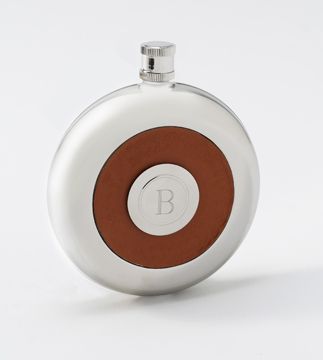 Oxford Round Leather Flask w Shot Groomsmen Gift
