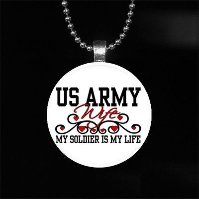  Photo Pendant   US Army Wife, Soldier Is My Life   Military   Necklace