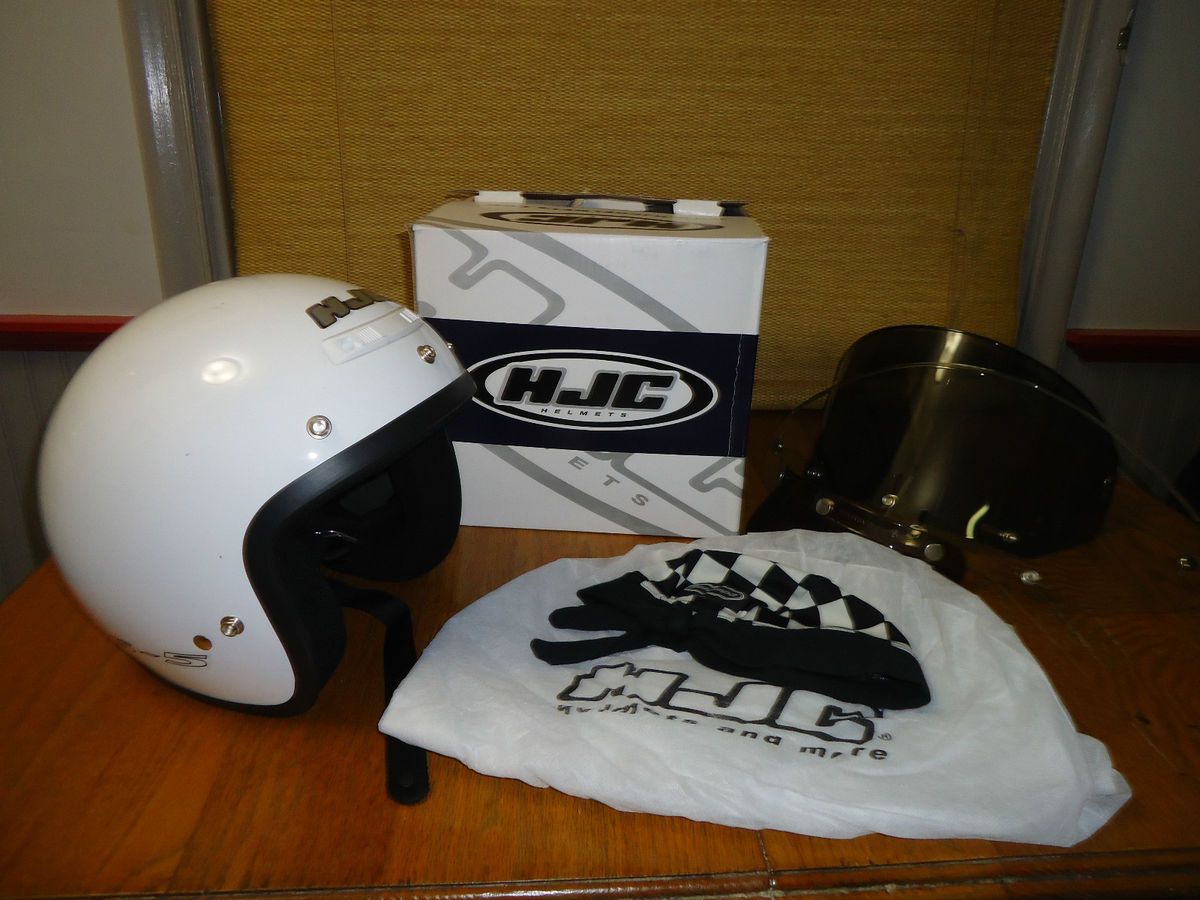 HJC CS 5 white motorcycle helmet w box shields Large biker Apparel