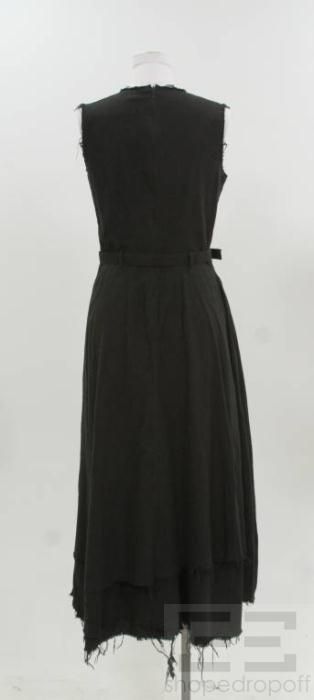 Hazel Brown Black Cotton Raw Edge Belted Dress Size 3