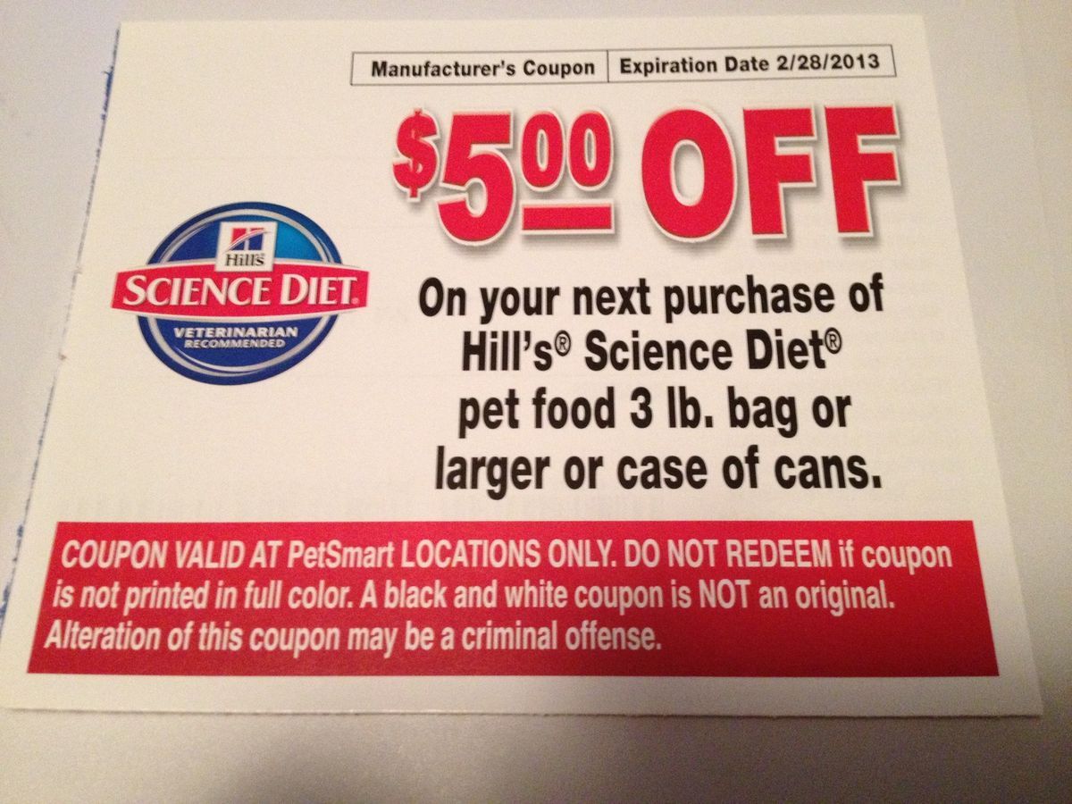  Coupon for Hills Science Diet Dog Cat Food $5 Off