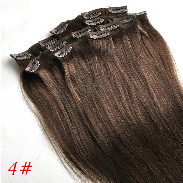 18inch 4 Medium Brown Real Human Hair Extensions