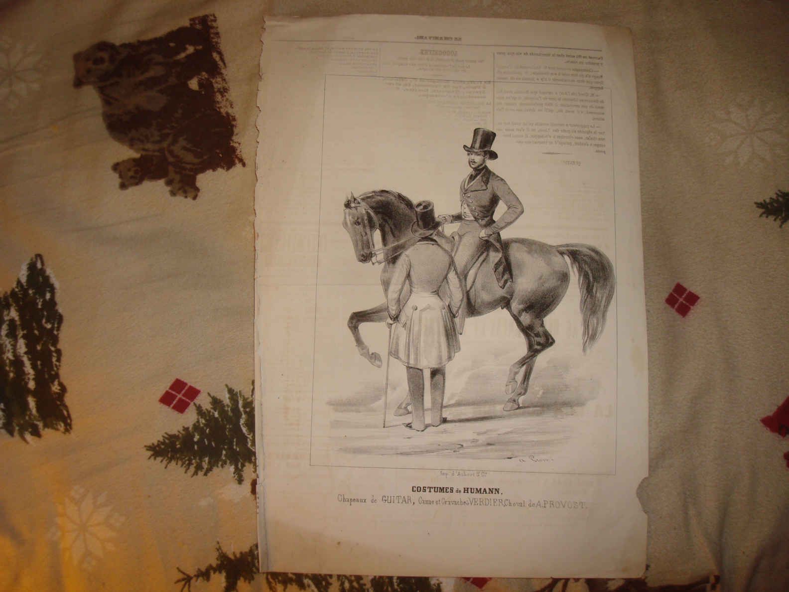 Antique French Mens Fashion Horse Equestrian Print