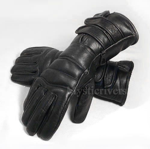 Winter Motorcycle Gauntlet Leather Insulated Gloves L Large