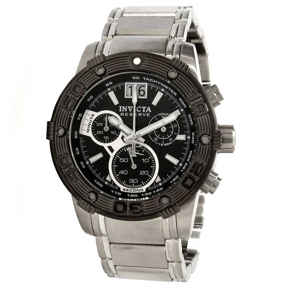 Invicta 10591 Mens Reserve Ocean Speedway Stainless Steel Black Dial