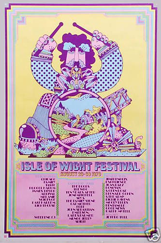 Classic Rock Jimi Hendrix at The Isle of Wight Concert Poster Circa