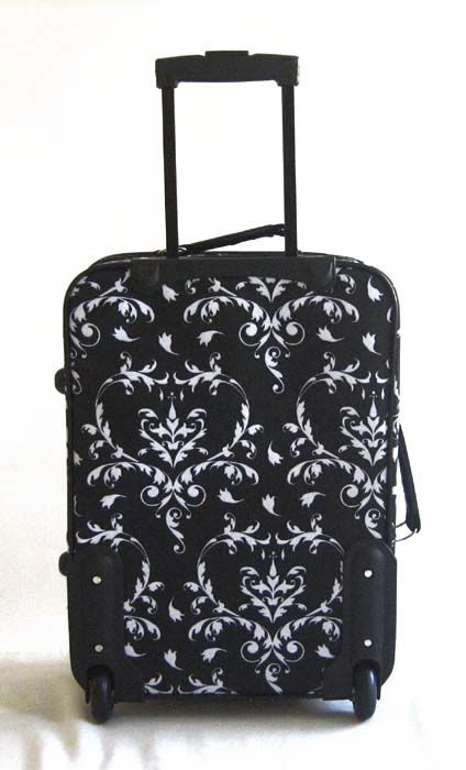 Piece Luggage Set Travel Bag Blk Floral Rolling Wheel