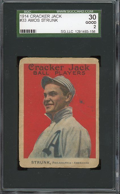 1914 Cracker Jack 33 Strunk Philadelphia Athletics SGC 30
